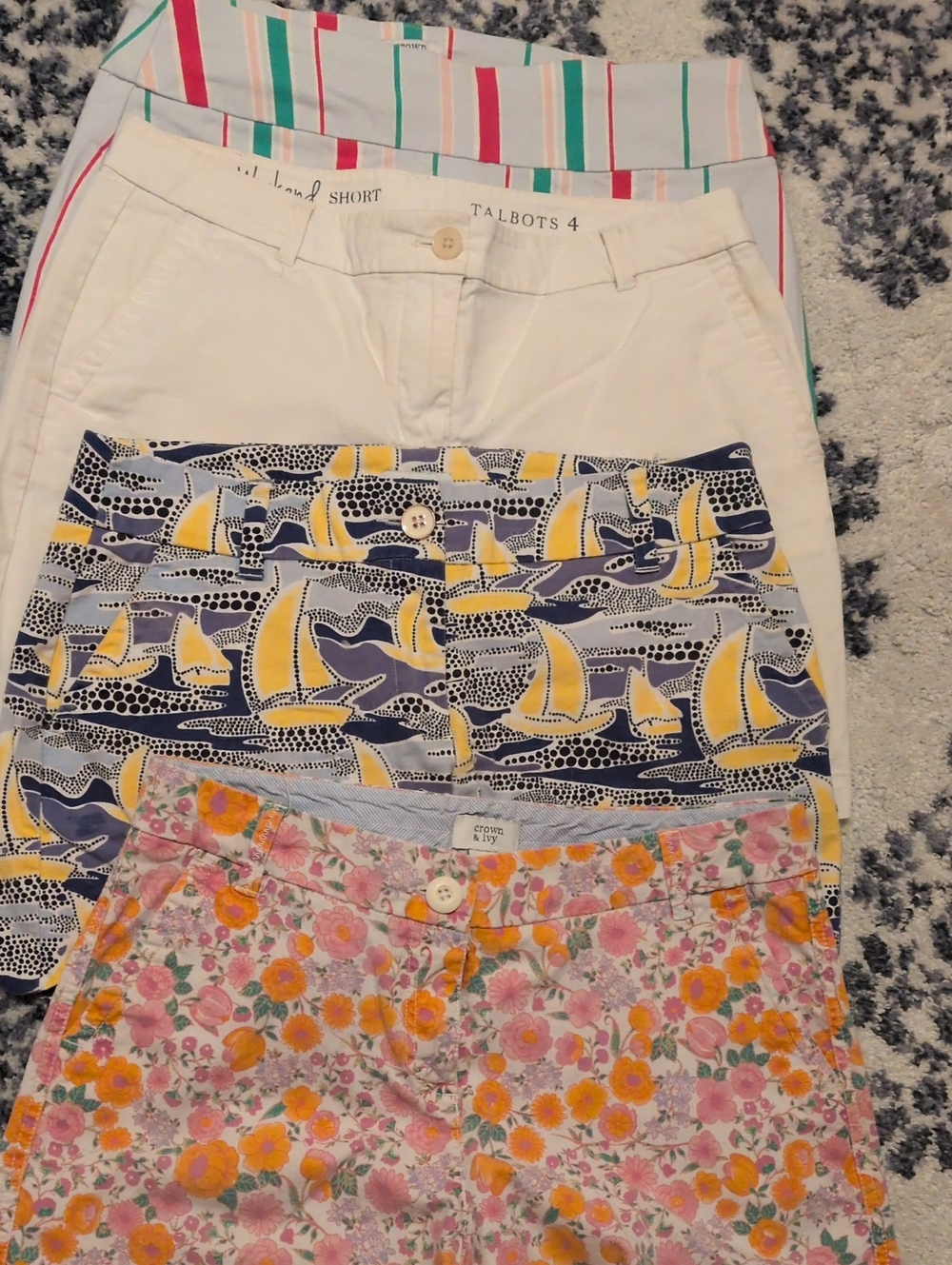 Talbots White Mini Skort with Nautical & Floral Layered Styles And Crown N Ivy L